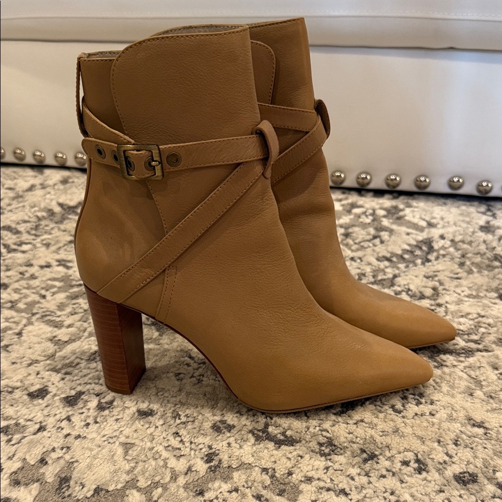 Paige - Tan Leather Ankle Boots
